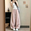 Summer Casual Slimming High Waist Striped Loose Wide Leg Pants