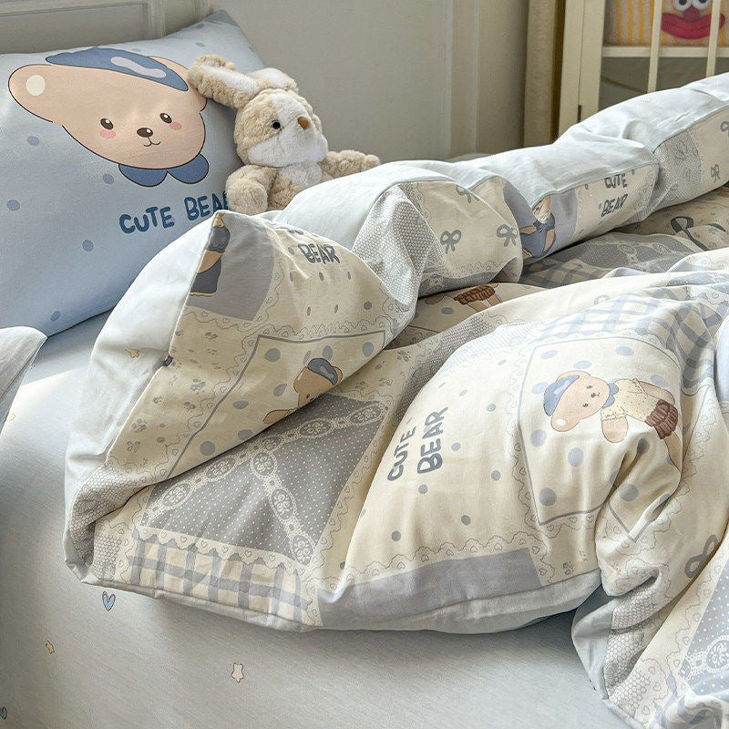 Cute Cat Cartoon Cotton 4-Piece Bedding Set - view 2