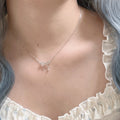 Bow Necklace Pendant Maiden Heart Fresh Rhinestone Clavicle Chain Present Niche Design Detail Versatile N6306