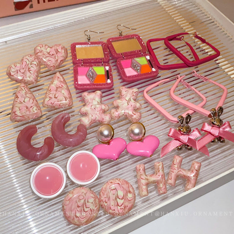 Pink Heart Bear Drop Earrings - view 3