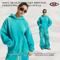 Fall/Winter 360G Washed Distressed Splatter Print Spray-Dye Faded Frayed Edge Fleece-Lined Hoodie
