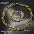 Fashionable EU/US Import Jewelry Minimal Pair Band Clasp Necklace Bracelet Set Plain Chain 2-Piece Set Simple Premium