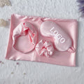 Custom Faux Silk Pillowcase Eyeshade Headband Hair Tie 4-Piece Set Wedding Gift Hair Care Gift Wholesale logo
