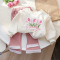 Girls' Striped Hoodie and Contrast Leggings Set