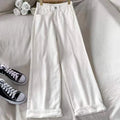Korean Retro High Waist Loose Wide Leg Straight Leg Pants