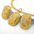 Overseas Middle East New Release Retro Geometric Quilted Shape Texture Pendant Fashionable Versatile Jewelry Necklace Earrings Set