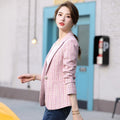 Women's Fall Chanel-Style Korean Plaid Cropped Blazer 2026 - Pink