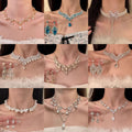 K Gold Feel Crystal Necklace Earrings Set Elegant Clavicle Chain Stud Premium Versatile Fashionable Accessory Banquet Gown Earrings
