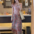 Two-Piece Short Sleeve T-Shirt + Floral Skirt Set, 2026