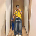 Summer Retro Slimming Letter Print Loose Wide Leg Pants + Pants