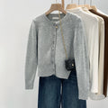 Women's Fall-Winter Designer Minimal Knit Wool Crew Neck Sweater + Cardigan + Top 202 - Green