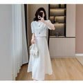 Women's Summer New Chinese Retro Puff Sleeve Qipao Dress + Dress + Skirt Set 2026 - White