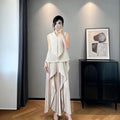 Sleeveless Pleated Asymmetric Drapey Wide Leg Pants + Top Set