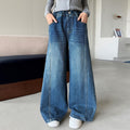 Girls' Silver Splatter Side Spliced Wide-Leg Jeans
