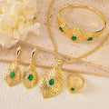 Overseas Dubai Gold 18K Necklace Earrings Set Ring Bracelet Set Ethiopia Women Banquet Jewelry Set Bead Gem