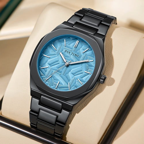 Item Time New Fashionable Formal Mens Watch 3D Relief Leaves Waterproof Quartz Watch Factory Overseas Direct Sale