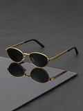New Oval Round Sunglasses Sun-Proof Trendy Fashionable Sunglasses Personality Versatile Influencer Style Premium Sunglasses