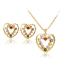 Influencer Mini Set Colorful Cubic Zirconia Heart Pendant Women Day Korean Fashionable Elegant Versatile Bestie Jewelry Cubic Zirconia Set
