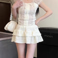 Spring Japanese Unique Lace Lace Trim Skirt