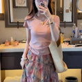 Two-Piece Short Sleeve T-Shirt + Floral Skirt Set, 2026