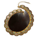 Retro vintage Distressed Gold Green Stone Necklace Vintage Heavy-Duty Fashionable Simple Clavicle Chain Cutout Fan Shape Necklace
