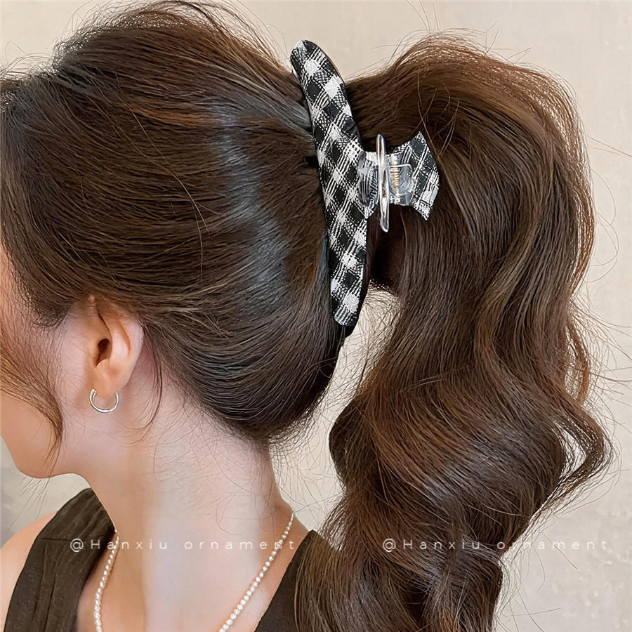 Classic Plaid Acrylic Hair Claw Clip - view 3