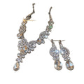 French Imperial Breeze Rhinestone Geometric Teardrop Stud Earring Necklace Set Exquisite Clavicle Chain Light Luxury Premium Necklace