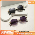 Overseas 2025 New Western Fashionable Versatile Metal Sunshade Sunglasses Personality Polygon Influencer Pick Sunglasses