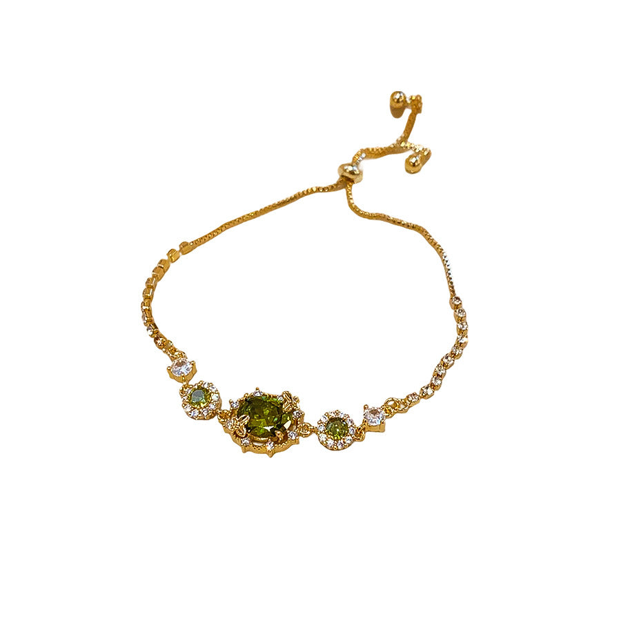 14K Gold-Plated Oval Rhinestone Adjustable Bracelet - view 5
