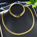 Italy Craft Woven Snake Chain Men Solid Heart Versatile Gold Plated Clavicle Chain Trendsetter Style of Bracelet Set