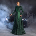 Sequin and Satin Party Gown - Creative Cocktail Graduation Prom Long Dress