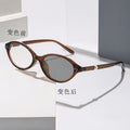 Light Feel Photochromic Prescription Glasses Oval Round Plano Bare Face-Slimming Overseas Korean Leopard Frame Retro Prescription Sunglasses