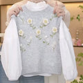 Girls' Flower Shirt Vest Jeans Pastoral Four-Piece Set