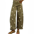 Retro Patchwork Printed Floral Loose Wide Leg Pants + Pants
