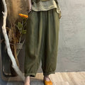 Summer Fashion Slimming Linen Cotton Patchwork Printed Harem Pants + Top 2-Piece Set