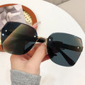 New Fashionable Rimless Beveled Women Sunglasses Trendy UV-Proof Men Sunglasses Ocean Lens Gradient Sunshade Glasses