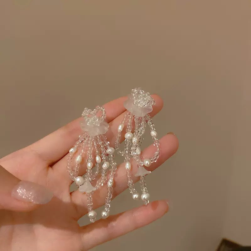 Vintage Pearl Flower Statement Earrings - view 8