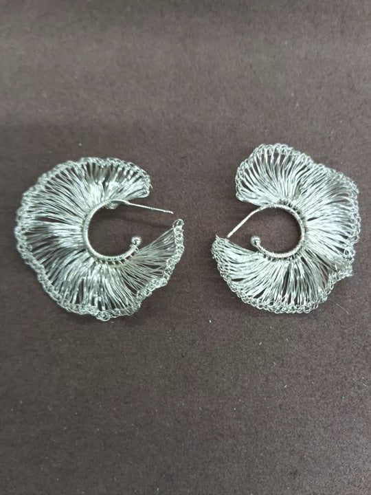 Woven Round Textured Stud Earrings - view 7