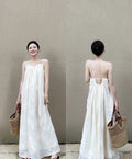 New Chinese Style 3D Embroidered Ramie Flowing Camisole Dress