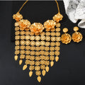 Middle East Dubai Bride Jewelry Set Africa Women Statement Flower Fringe Necklace Earrings Set Stock Wholesale