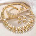New Statement Multi-Layer Rhinestone Necklace Bracelet Set Earrings Ring Set Premium Banquet Clavicle Chain Accessory Women
