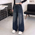Girls' American Retro Raw-Edge Pocket Wide-Leg Jeans