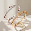 EU/US Import Cubic Zirconia Stud Open End Bangle Unique Elegant Premium Versatile Bracelet New Exquisite Hand Jewelry Women