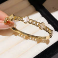 Overseas Bestseller Rhinestone Clover Bangle Lucky Flower Bracelet Fashionable Personality Light Luxury Niche Design Hand Jewelry Item