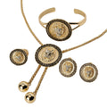 Overseas New Release Western Fashionable Lion Head Relief Pendant Necklace Bracelet Set Earrings Ring Jewelry 4-Piece Set