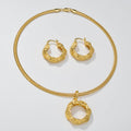 Cross-Border Hit Bestseller Long Wall Pattern Printed Pendant Earrings Fashionable Retro 2-Piece Set Jewelry Set Women Accessory