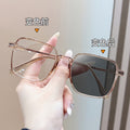 2055 Light-Changing Reading Glasses Unisex Korean Big Frame Plano Frame Older Adults One Turn Grey Blue-Light Glasses