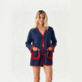 Casual Fashion Long Sleeve Patchwork Fringe Cardigan + Shorts Set