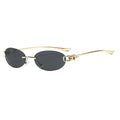 Korean Retro Cat-Eye Silver Rimless Glasses Women Premium Oval Round Plano UV-Proof Sunglasses