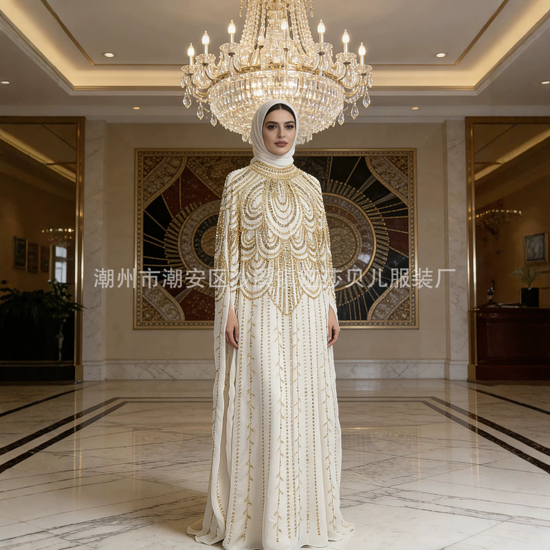 Beaded Embroidery Long Evening Gown - Elegant Banquet Party Formal Dress Women